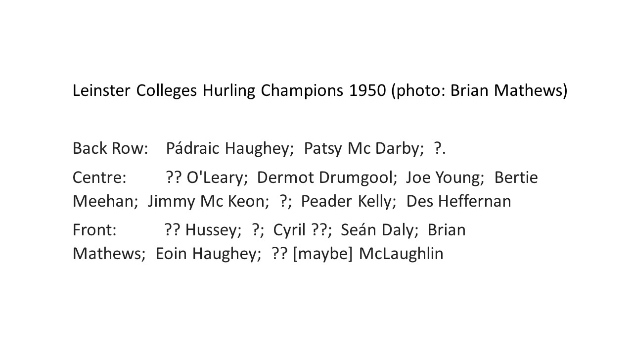 1950 Leinster Colleges Hurling Champ Names